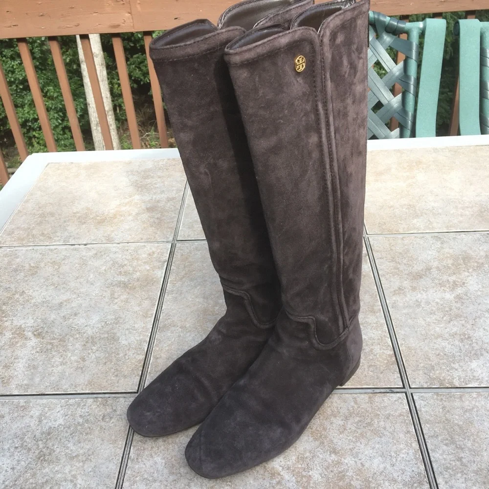 Tory Burch Irene brown tall suede boots 6 - Picture 5 of 12